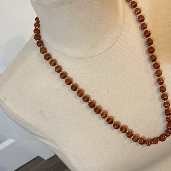 Vintage Spun Silk Bead Endless Necklace & Earrings - Picture 3 of 10